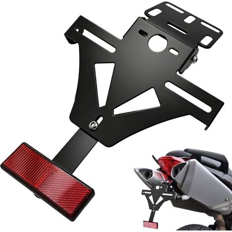 Support de plaque d'immatriculation pour moto, réglable, support de plaque d'immatriculation universel pour la plupart des modèles de moto courants (sans lumière) (1/5)