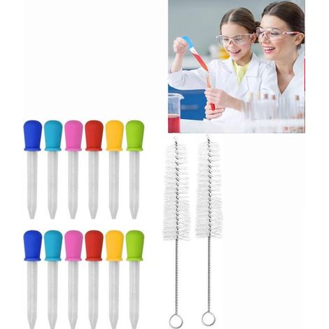 Frasco con pipeta, pipetas de silicona y plástico con punta bulbosa, gotero de silicona, pipetas de plástico, pipeta de silicona cepillo limpieza (1/5)
