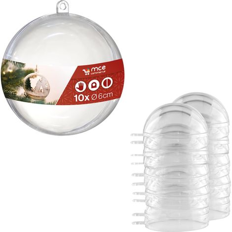 Lot de 10 Boules en Acrylique Transparent avec œillet de Suspension - Diamètre : 6 cm - 2 pièces - en plexiglas - en Plastique Transparent (1/4)