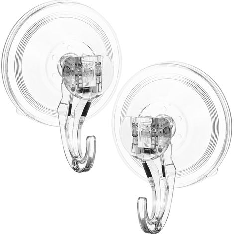 Lot de 2 Crochets à Ventouse Transparents Grosse Taille Fixation sans Perçage pour Surfaces Lisses Crochets à Ventouses Puissants et Amovibles la Cuisine et Fenêtres Support