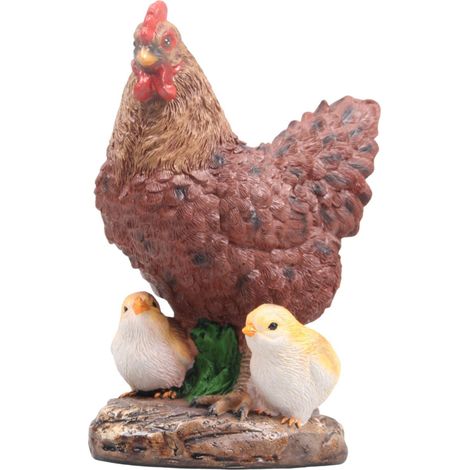 Poule avec poussins en résine 15 x 11 x 20 cm