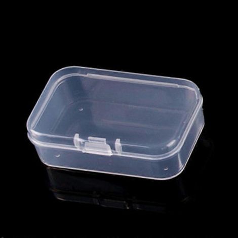 Boîte rectangulaire transparente en plastique, petite, polyvalente, pour ranger pièces de monnaie, bijoux et pilules.