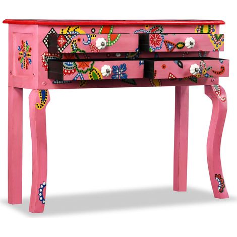 Maison Exclusive - Consolle in Legno Massello di Mango Rosa Dipinta a Mano