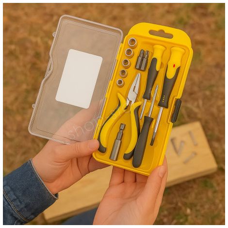 Mini Coffret Outils 22 Pièces – Tournevis, Pince, Douilles & Embouts pour Bricolage Maison (1/5)
