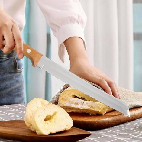 Couteau à Pain Professionnel avec Lame Dentelée en Acier Inoxydable Couteau Tranchant Multi-usages pour Couper l COUTEAU DE CUISINE (1/5)