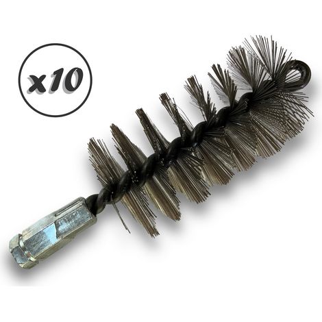 Lot de 10 Brosses à tube PRO INOX Ø 55 mm Raccord M12175 femelle Ame en acier torsadé Nettoyage brossage tube et canalisation Kibros 41SCI55x10