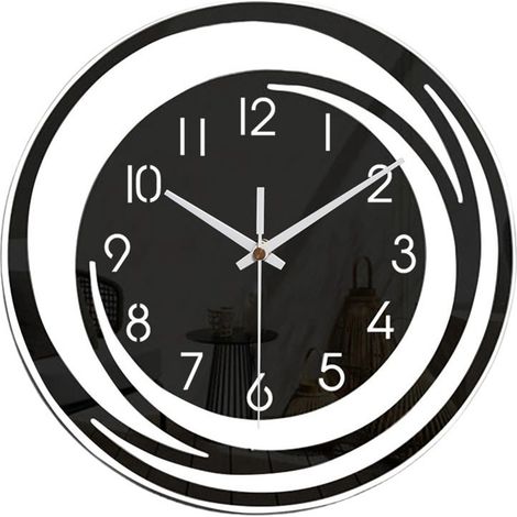 Horloge murale 30 cm (12 pouces), silencieuse, à piles, en acrylique, pour la décoration de la chambre ou du salon. (1/5)