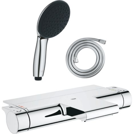 Pack mitigeur bain thermostatique GROHE Grohtherm 2000 + Douchette 2 jets Vitalio Start 110  + Flexible