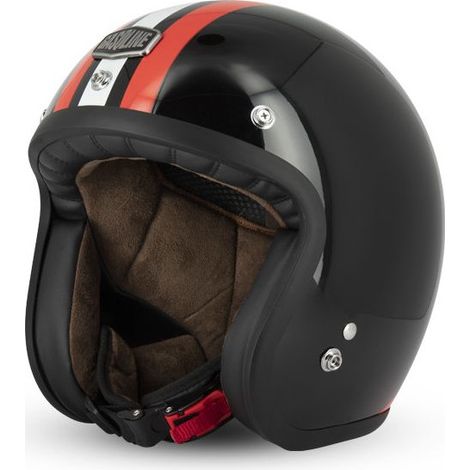 Casque Jet Cafe Racer S250 Noir / Rouge / Blanc Brillant - Taille XS