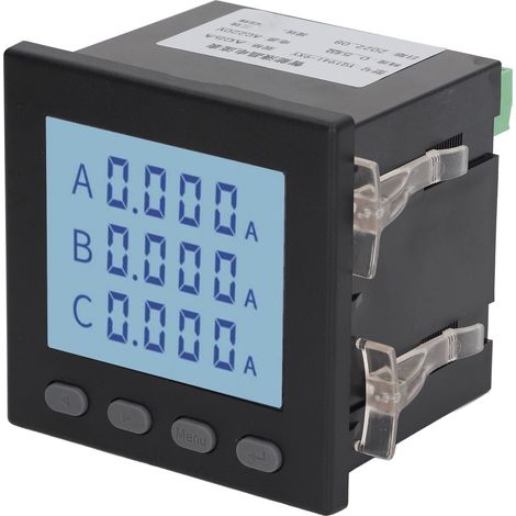 Ampèremètre triphasé à boutons en silicone ignifugé, 0-5 A, 220 V CA, noir (1/5)