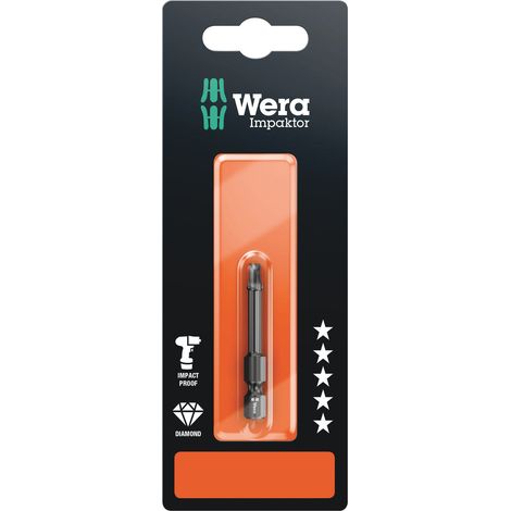 Embout de vissage Impaktor empreinte carrée 868/4 IMP DC SB N°3 x 50 mm en blister - WERA (1/5)