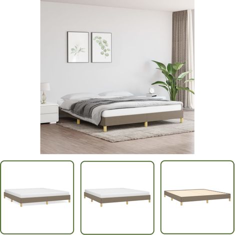 The Living Store Bettgestell ohne Matratze Taupe 180x200 cm Stoff - Bettrahmen - Doppelbett - Boxspringbetten - Lattenrost - Schlafzimmermöbel (1/5)