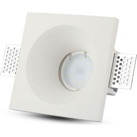 Support de spot encastré LED carré V-TAC GU10 et GU5.3 (MR16) Corps en plâtre blanc (1/5)