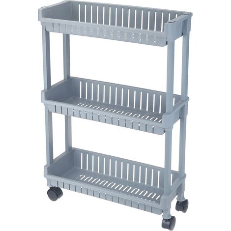 Desserte Chariot de Rangement à roulettes pour Salle de Bain Cuisine Bureau Bibliothèque 3 niveaux (1/5)