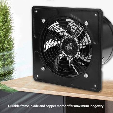Ventilateur d'extraction, 40 W, 220 V, 15 cm, pour montage mural, silencieux, pour salle de bain, cuisine, ventilation de garage, 5060 dB, débit d'air 1100 m³/h (noir) (1/3)