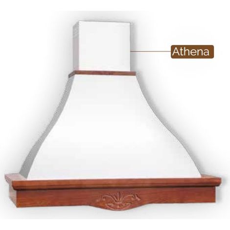 CAPPA A PARETE ATHENA DA 90CM LAMIERA AVORIO E TRAVE VERNICIATA