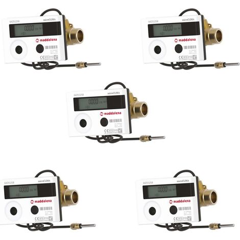 Lot de 5 Compteurs énergie thermique à jet unique standard calibre 15 - mâle 3/4" (20/27) - Sferaco