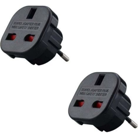 Lot de X2 - Adaptateur Prise Anglaise vers France - Adaptateur Anglais Français - Type G vers Type C - Compact et Léger - Protège des Surtensions (1/5)