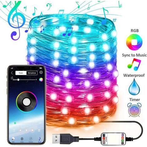 Guirlande Lumineuse - 10 M - 100 Led - Ip44 - Pour Jardin Sapin Noël - 1 Piece (1/4)