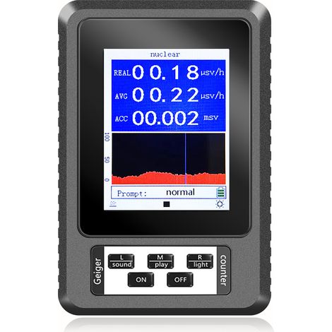 Compteur Geiger, Détecteur de radiations nucléaires Détecteur de Rayonnement Nucléaire Moniteur Beta Gamma Rayons X, Geiger Dosimètre Portable avec écran LCD (1/5)