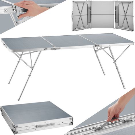 Table de camping pliable avec poignée180 x 70 705 cm argent