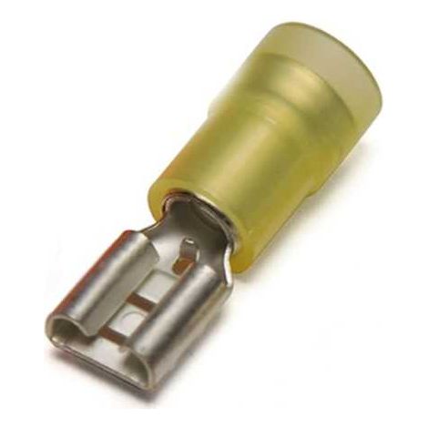 Cosse de câble 6,3x0,8 Femelle Preisolees Jaune Renforcée
