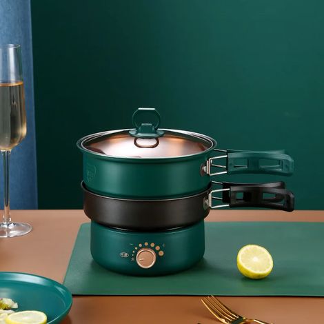 Cuiseur à riz multifonctionnel portable (vert), poêle électrique, pour la maison et les voyages, 1,6 L (1/5)