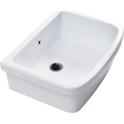 Pilozzo Lavatoio MEXICO 60x45 in ceramica da appoggio o sospeso con Sifone e Ghiera (1/5)