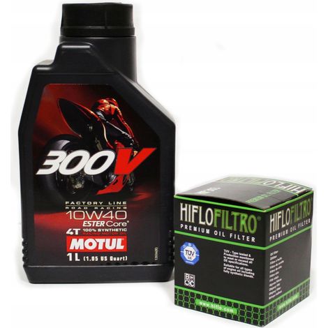 Olio MOTUL 300V 10W40 1L + Filtro Hiflo HF207 Rmz Kxf Kx F 250 450 Kawasaki (1/5)
