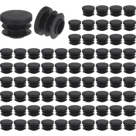 Bouchons de Tube Ronds - 76 Pièces - Plastique PE Noir - Protection Antidérapante - Pour Pieds de Meubles et Chaises - Diamètre 20mm (1/5)