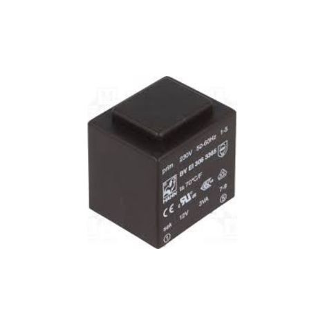 Transformateur pour tableau électrique 12Vac 3VA – Tension primaire 230V AC – Courant 250mA – Conforme norme PN-EN 61558-2-6