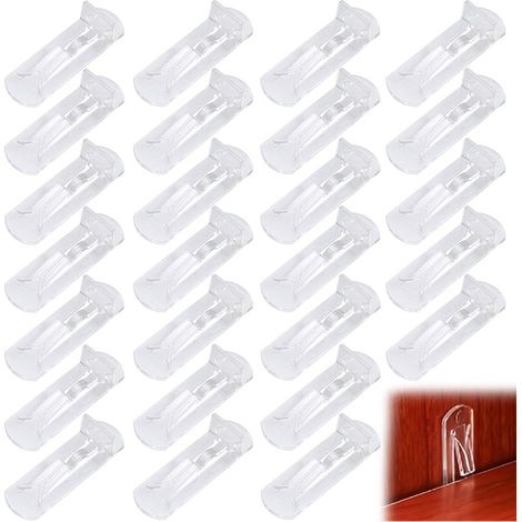 50 PCS Plastic Locking Shelf Pins Clear Self-Locking Bracket Shelf Support Pegs Durable Cabinet Shelf Pegs for Furniture Kitchen Cabinet Bookcase Closet Wardrobe Cupboard Supports (1/5)