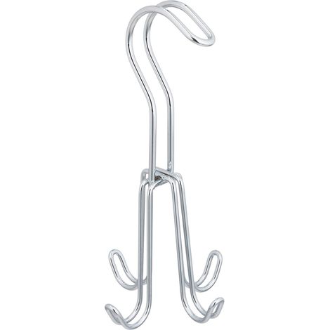 Porte-Ceinture, Support Cravates pour l’Armoire à vêtements, métal, Serviettes, 4 croches, 18x9x9 cm, argenté (1/5)