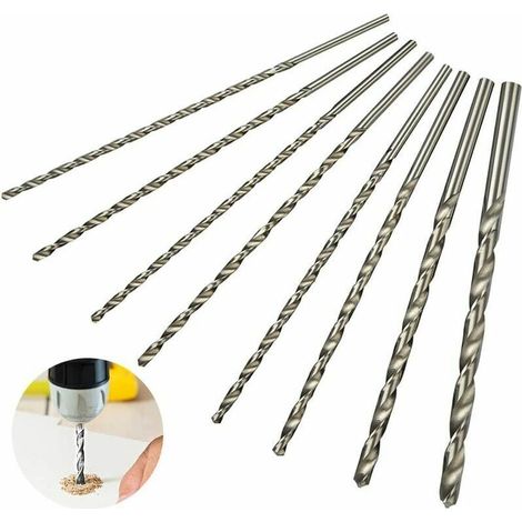 Set de Foret Extra Long 200mm 8Pcs Superma, Foret en Acier à Grande Vitesse, Tige Droite avec Diamètre de 4mm, 4.2mm, 4.5mm, 5mm, 5.2mm, 6mm, 8mm, 10mm