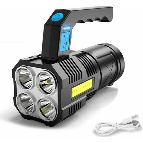 Torcia a LED COB ricaricabile ultra potente, impermeabile, con 4 modalità di funzionamento e design portatile per le emergenze. (1/5)