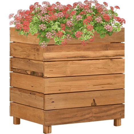 Hochbeet 50x40x55 cm Teak Altholz und Stahl
