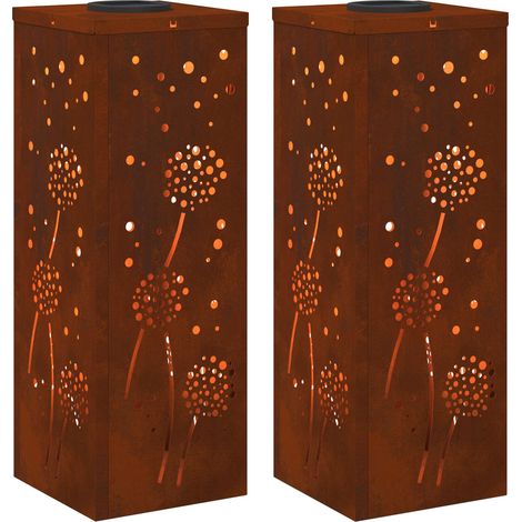 Lumière de chemin LED solaire 2 pcs Rouillé Acier patiné