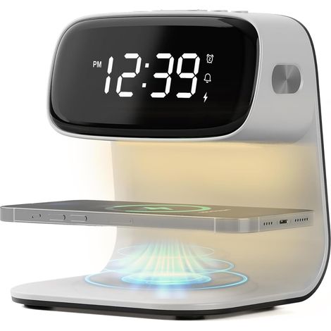 Kabelloses Schnellladegerät – Digitaler Wecker – Intelligente Kopfteillampe – Drei Farben – Wohnzimmer – Kopfteil – Nachttischlampe – Schwere Schlaflosigkeit (1/5)