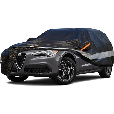 10-Schichten Autoabdeckung Wasserdicht Atmungsaktiv für Alfa Romeo Stelvio (2017-2023) Schwarz (1/5)
