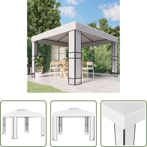 Parasol extérieur - Tonnelle avec toit double 3x3 m Blanc (1/5)