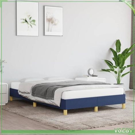Cadre de lit sans matelas - 3269618 - 120x190 cm - tissu bleu - sommier à lattes (1/5)