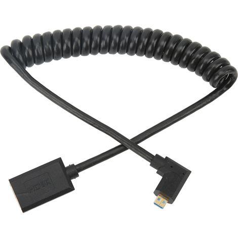 Câble de connexion universel Micro HD vers HD 8K 60 Hz, interface multimédia femelle à ressort fin, diamètre extérieur 4,0 mm, pour appareil photo, tablette et TV, 1,2 m, coudé à 90°. (1/5)