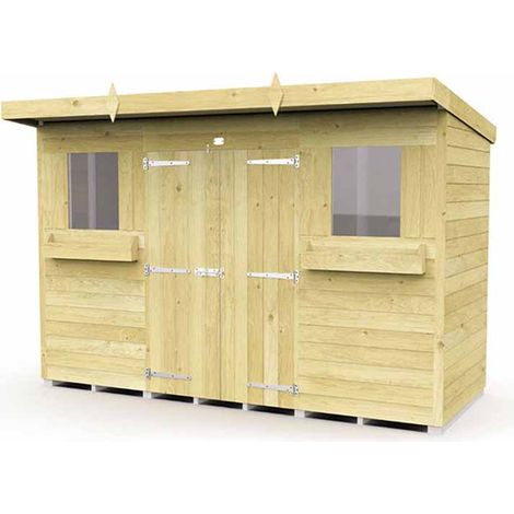 10 x 4 Feet Pent Summer Shed - Wood - L118 x W302 x H201 cm