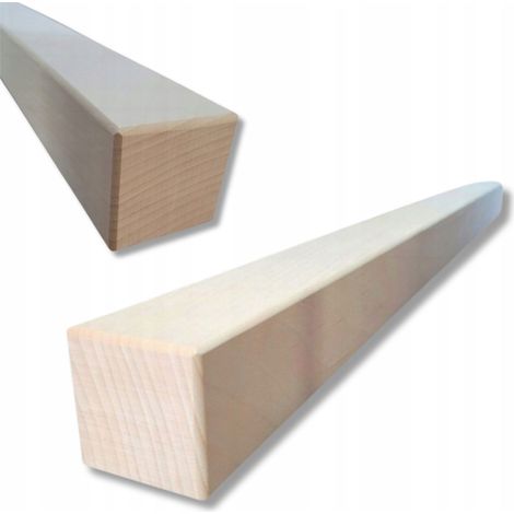 Bois de construction - Hêtre - 6 x 6 x 130 cm - Bords chanfreinés - Idéal pour meubles et escaliers