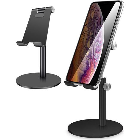 Support Téléphone Tablette - Réglable Hauteur et Angle - Compatible iPhone iPad Samsung - Aluminium Renforcé - 1 Pièce (1/5)