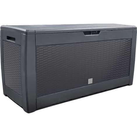 Vounot – Coffre de jardin 310L en polypropylène – Résistant aux intempéries – 119x48x60cm – 3 poignées et roulettes pour transport facile – Style polyrotin anthracite