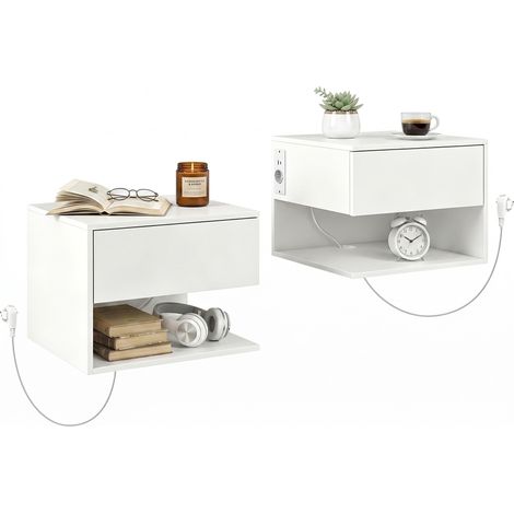 Tables de Chevet Suspendues Lot de 2 46 x 30 x 30 cm Chambre (1/5)