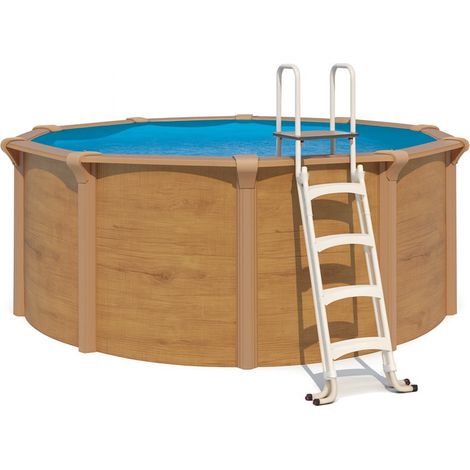 Piscine hors sol acier ronde Ø 3,65 x 1,32 m aspect bois OSMOSE