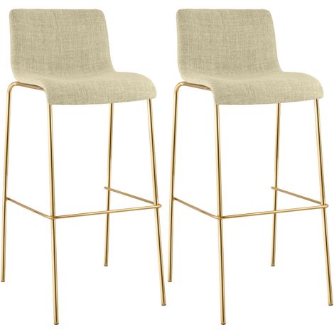 2er Set Barhocker Hover Stoff Vierfußgestell Gold creme (1/5)