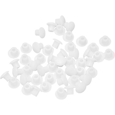 Bouchons à vis ronds en plastique blanc, 50 pièces par paquet, compatibles avec les trous de 5 mm de diamètre. (1/5)